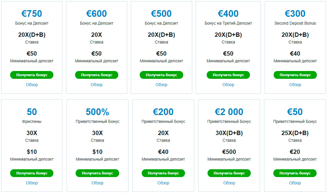 Бонуси від казино Казино Х